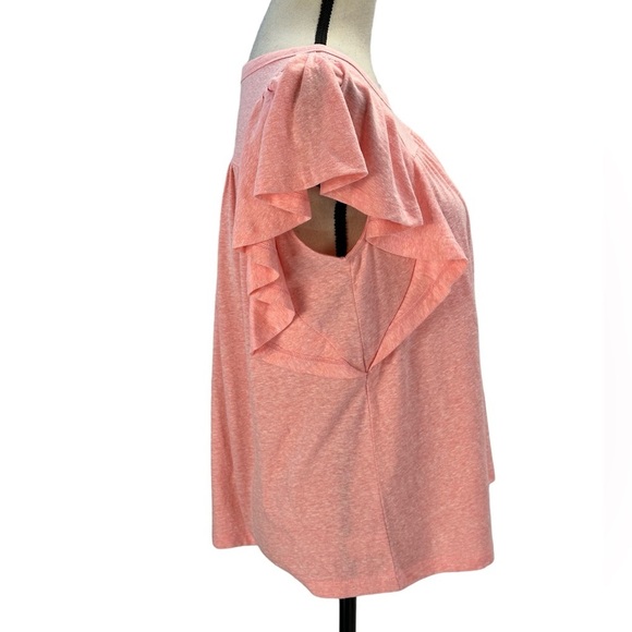 Loft Short Ruffle Cap Sleeve Crew Neck Tee Shirt - Bundle of 2 - Grey Pink - Med - Picture 4 of 13